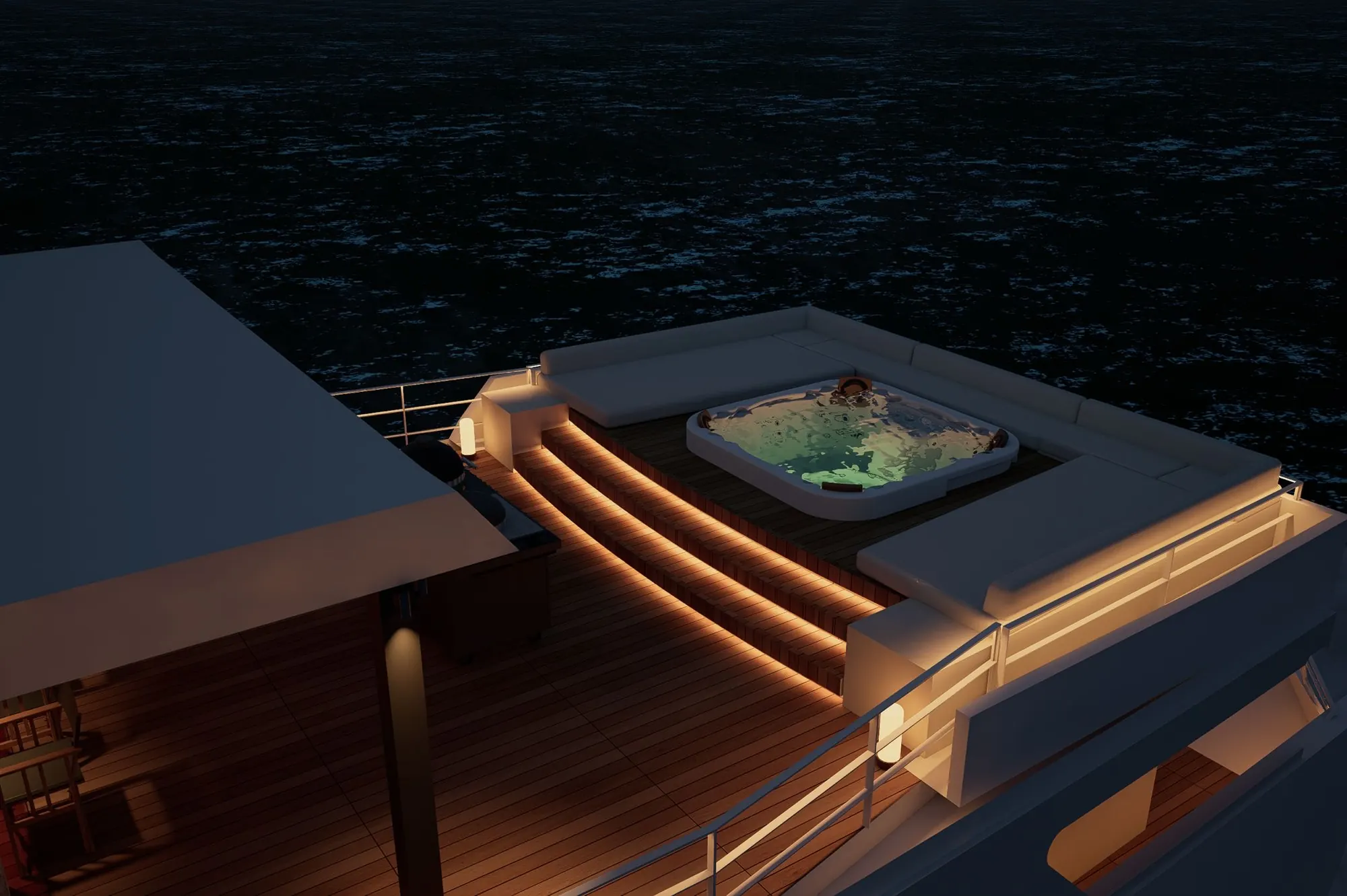 Design render of the deck jacuzzi