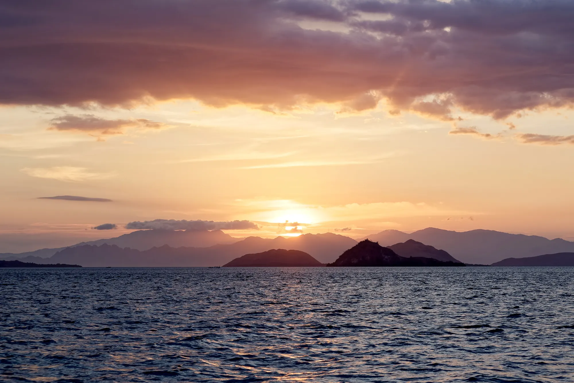 Sunset at sea in Komodo National Park